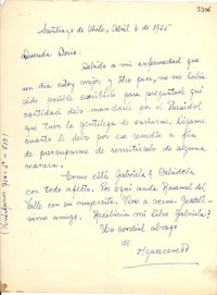 [Carta] 1955 abr. 6, Santiago, Chile [a] Doris Dana