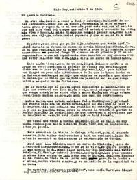 [Carta] 1949 sept. 7, Hato Rey, [Puerto Rico] [a] Gabriela Mistral