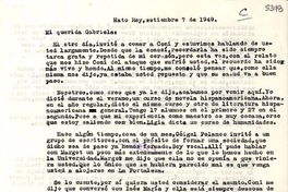 [Carta] 1949 sept. 7, Hato Rey, [Puerto Rico] [a] Gabriela Mistral
