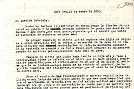 [Carta] 1950 ene. 31, Hato Rey, [Puerto Rico] [a] Gabriela Mistral