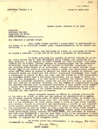 [Carta] 1940 feb. 13, Buenos Aires [a] Gabriela Mistral, Nice, Francia