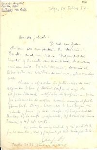 [Carta] 1952 feb. 14, Santiago, [Chile] [a] [Gabriela Mistral]