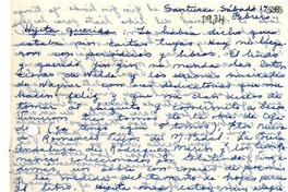 [Carta] 1934 feb. 17, Santurce, [Puerto Rico] [a] Gabriela Mistral