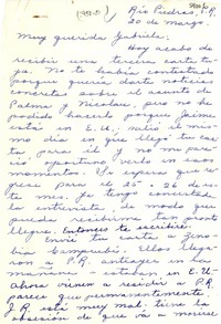 [Carta] 1951 mar. 20, Río Piedras, Puerto Rico [a] Gabriela Mistral