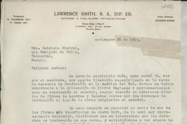 [Carta] 1945 nov. 28, Buenos Aires, [Argentina] [a] Gabriela Mistral, Embajada de Chile, Estocolmo, Suecia