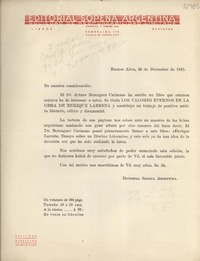 [Carta] 1945 dic. 28, Buenos Aires, [Argentina] [a] [Gabriela Mistral]