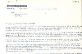 [Carta] 1951 mayo 10, Veracruz [a] Gabriela Mistral, Rapallo