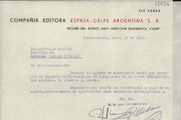 [Carta] 1951 abr. 18, Buenos Aires, [Argentina] [a] Gabriela Mistral, Rapallo, Genova, Italia