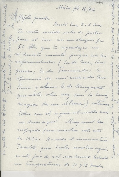 [Carta] 1956 feb. 26, México [a] Gabriela Mistral