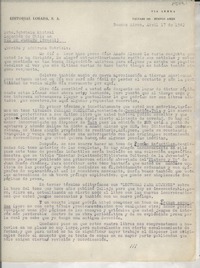 [Carta] 1940 abr. 17, Buenos Aires, [Argentina] [a] Gabriela Mistral, Legación de Chile, Rio de Janeiro, Brasil