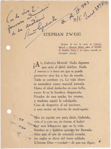 [Carta] 1942 abr., Buenos Aires [a] Gabriela Mistral