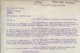 [Carta] 1951 dic. 3, Buenos Aires, [Argentina] [a] Gabriela Mistral, Rapallo, Génova, Italia