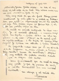[Carta] 1933 jul. 29, Cartagena [España] [a] Gabriela Mistral