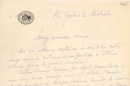 [Carta] 1951 ago. 23, Santiago, [Chile] [a] Gabriela Mistral