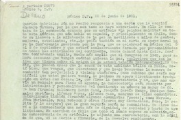 [Carta] 1951 jun. 22, México D. F. [a] Gabriela Mistral