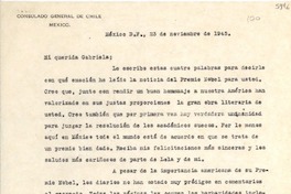 [Carta] 1945 nov. 23, México D. F. [a] Gabriela Mistral