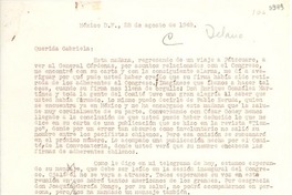 [Carta] 1949 ago. 28, México D. F. [a] Gabriela Mistral