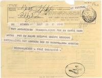 [Telegrama] 1950 mayo 17, Génova, [Italia] [a] Gabriela Mistral, Nápoles, [Italia]