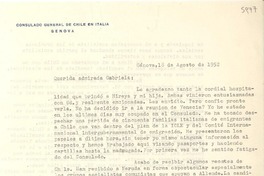 [Carta] 1952 ago. 18, Génova, [Italia] [a] Gabriela [Mistral]