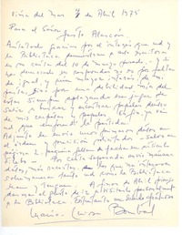 [Carta], 1975 abr. 4 Viña del Mar, Chile <a> Justo Alarcón