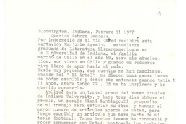 [Carta], 1977 feb. 11 Bloomington, Indiana <a> María Luisa Bombal