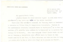 [Carta], 1974 ago. 26 Buenos Aires, Argentina <a> María Luisa Bombal
