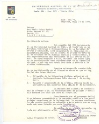 [Carta], 1979 may. 23 Valdivia, Chile <a> María Luisa Bombal