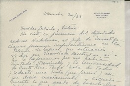 [Carta] 1953 dic. 30, [San Isidro], [Argentina] [a] Gabriela [Mistral], Victoria [Kent]
