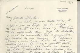 [Carta] [1954], [San Isidro], [Argentina] [a] Gabriela [Mistral]
