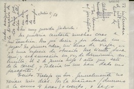 [Carta] 1954 jul. 11, [San Isidro], [Argentina] [a] Gabriela [Mistral]