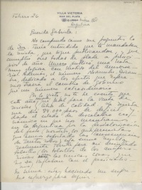 [Carta] 1952 feb. 26, Mar del Plata, Argentina [a] Gabriela Mistral
