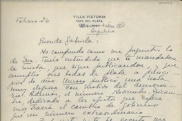 [Carta] 1952 feb. 26, Mar del Plata, Argentina [a] Gabriela Mistral