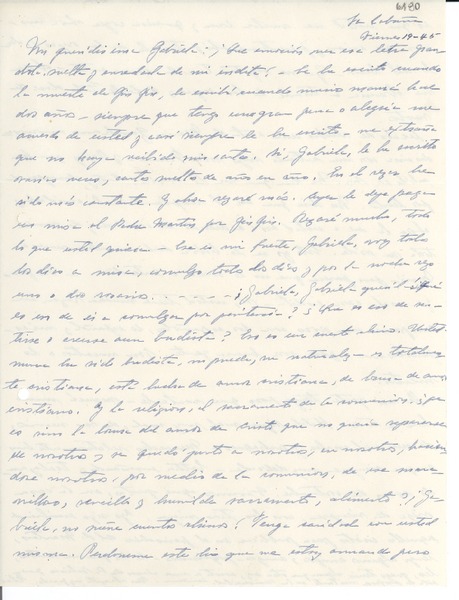 [Carta] 1945, [Puerto Rico] [a] Gabriela Mistral
