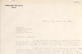 [Carta] 1951 mayo 21, México D.F. [a] Gabriela Mistral, Rapallo, Italia