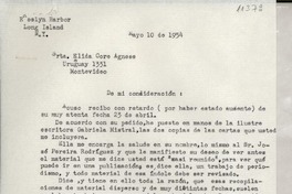 [Carta] 1954 mayo 10, Long Island, [New York] [a] Elida Core Agnese