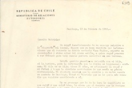 [Carta] 1952 feb. 13, Santiago, [Chile] [a] Gabriela [Mistral]