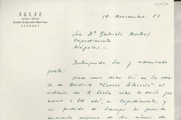 [Carta] 1951 nov. 19, Córdoba, [España] [a la] Sra. Da. Gabriela Mistral, Capodimonte, Nápoles, [Italia]