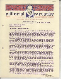 [Carta] 1936 jul. 7, Barcelona, [España] [a] Srta. Gabriela Mistral, Lisboa, (Portugal)