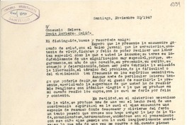 [Carta] 1947 nov. 20, Santiago [a] Consuelo Saleva, Santa Bárbara