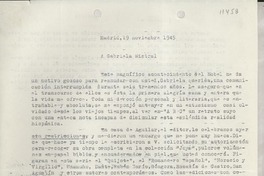 [Carta] 1945 nov. 19, Madrid, [España] [a] Gabriela Mistral