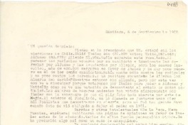 [Carta] 1952 sept. 6, Santiago, [Chile] [a] Gabriela [Mistral]