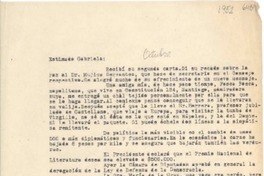 [Carta] [1952 oct.], [Santiago, Chile] [a] Gabriela [Mistral]
