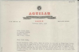 [Carta] 1957 Jan. 23, Madrid, [España] [a] Miss Doris Dana, 15 Spruce Street, Roslyn Harbour, New York, U. S. A.