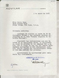 [Carta] 1965 ene. 3, Madrid, [España] [a] Miss Doris Dana, Pound Ridge, New York, [EE.UU.]
