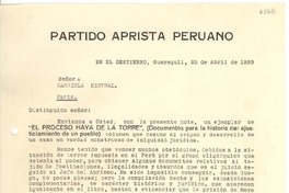 [Carta] 1933 abr. 25, Guayaquil, [Ecuador] [a] Gabriela Mistral, París, [Francia]