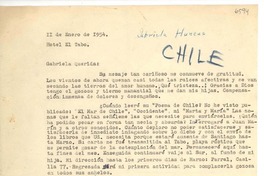 [Carta] 1954 ene. 11, Hotel El Tabo, [Chile] [a] Gabriela [Mistral]