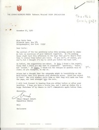 [Carta] 1970 Nov. 27, [Baltimore, Maryland, Estados Unidos] [a] Miss Doris Dana, Hildreth Lane, Box 784, Bridgehampton, New York
