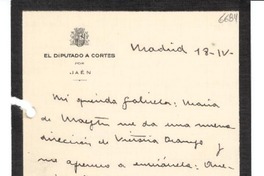 [Carta] 1936 abr. 18, Madrid [a] Gabriela Mistral