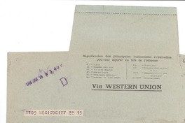 [Telegrama] 1946 ene. 16, México [a] Gabriela Mistral, París