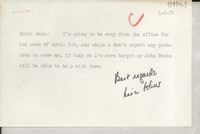 [Carta] 1971 Feb. 4, [Estados Unidos] [a] Doris Dana